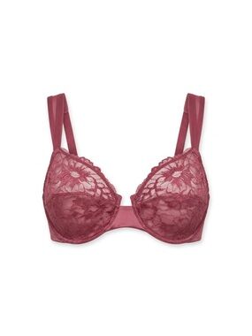 LA PERLA Dusty Rose Lace Silk Bra 36D